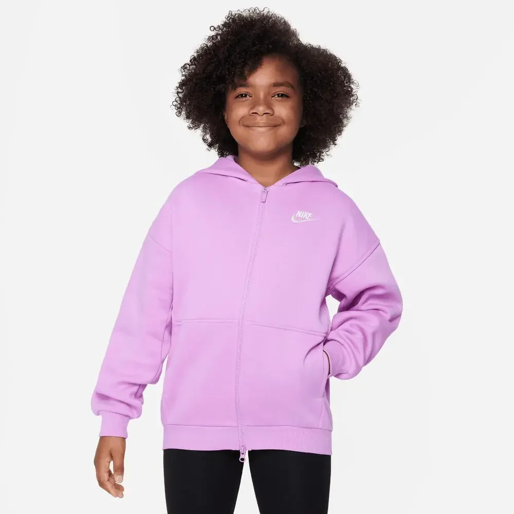 Nike Sportswear Club Fleece Hoodie Kids Medium Rush Fuchsia Oversized FROG574